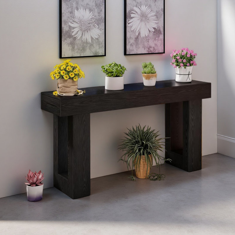 Console en bois, table d'appoint, table de salon rectangulaire derrière le canapé, Noir
