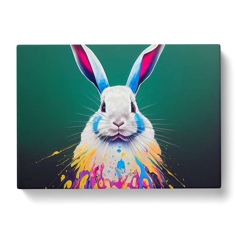 Painted Rabbit Abstract - Wrapped Canvas Print, 35cm H x 50cm W x 3cm D