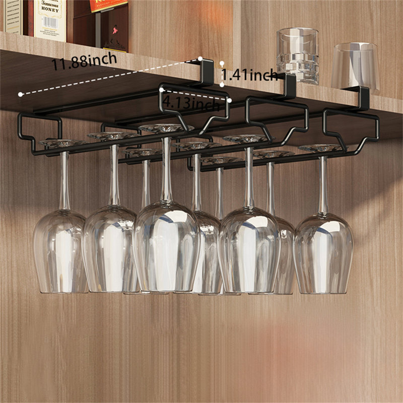 Donalda Wall Mounted Wine Glass Rack Black