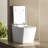 Modern Bathroom Square Smart Toilet With Attached Tank - Remote-Controlled, Auto-Flush, Heated Seat, Led Monitor, User Tailored Settings, White Embedded Remote Operated, Auto Flush, Interface,-121676810