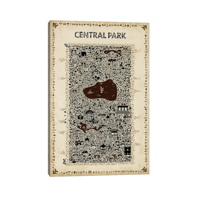 Antique New York Collection-Central Park 1 Piece Wrapped Canvas Wall Art