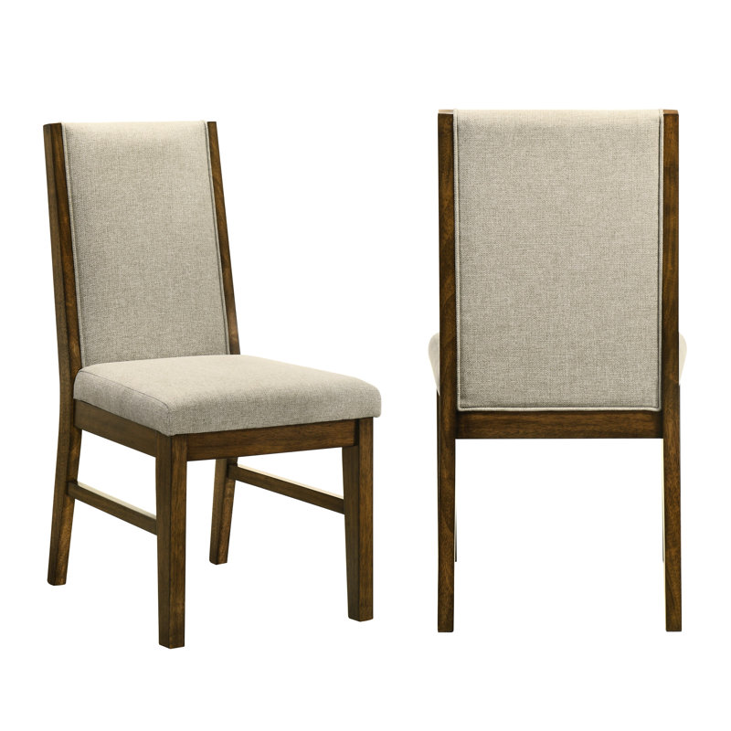 Doux 2 chaises de salle à manger rembourrées en tissu neutre brun pour une configuration de pièce traditionnelle