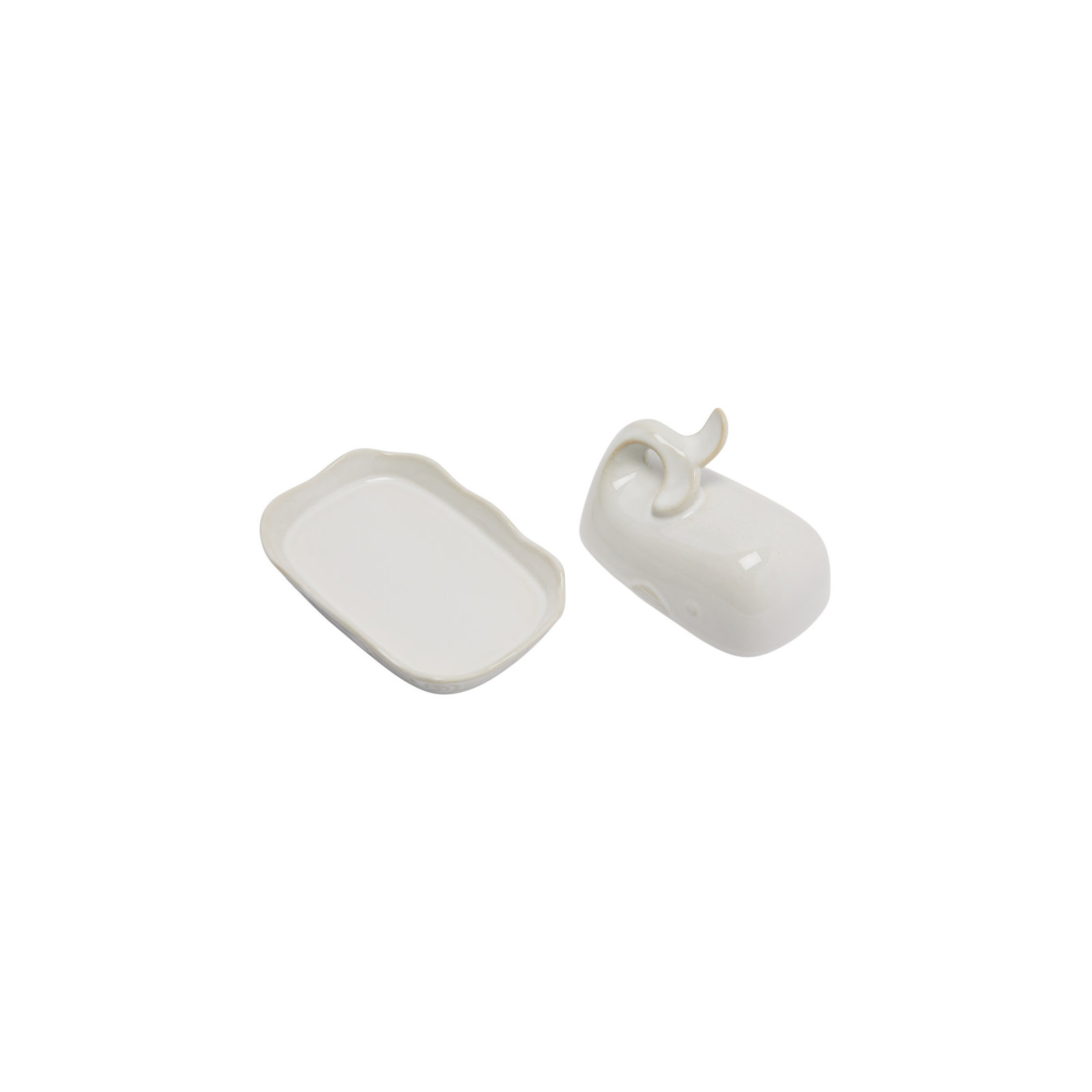 Leonida Novelty Ceramic Butter Dish, White