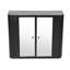 Rangement noir antique pour salle de bain, 2 miroirs, tablette ouverte, style Mid-Century moderne, portes d'armoire à miroir de 23,18 po de hauteur et 25,03 lb, compartiment en métal, hauteur contemporaine-1799000898
