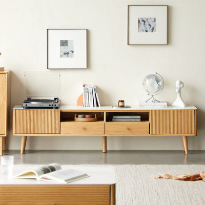 Solid Wood TV Stand North American Oak Furniture Modern Design Home Entertainment Center