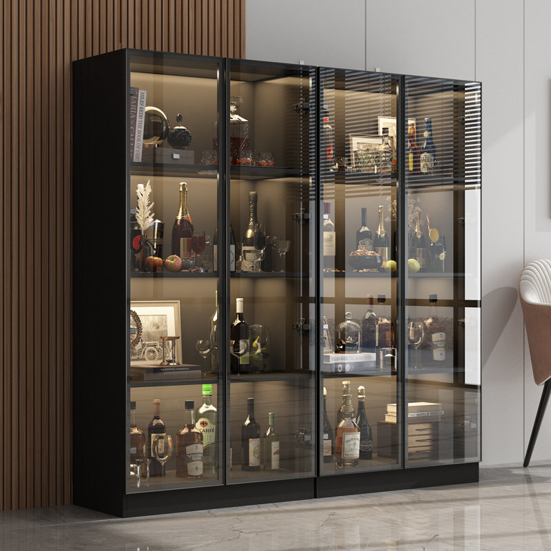 Camilly 2-Door Lighted Display Cabinet, Black