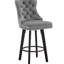 Tabourets pivotants en velours gris foncé, boutons, grand dossier pour le bar de la maison, îlot de cuisine, chaises de bar bistro, gris, garniture en métal-453141601