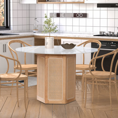 Afred Round Faux Marble Top Dining Table