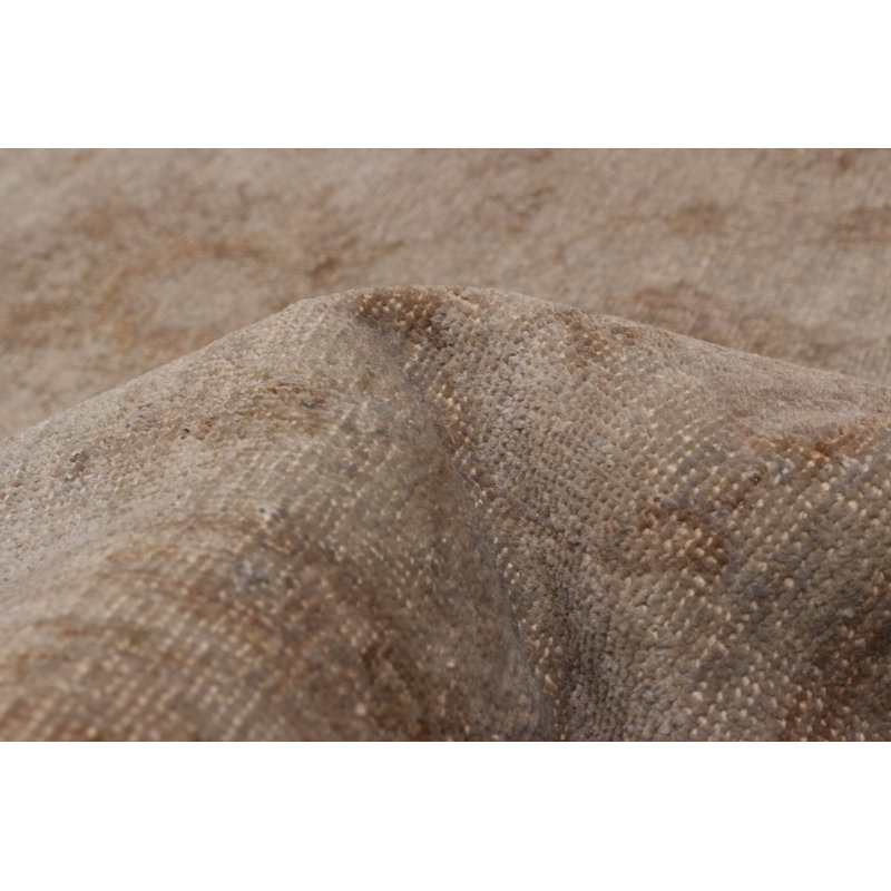 Tapis gris clair en laine noué à la main de conception unique 4 pi 6 po x 6 pi 8 po