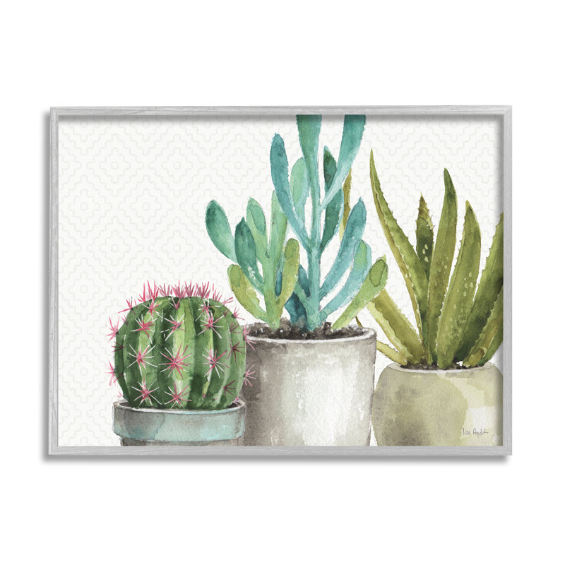 «Succulents Pattern Watercolor Peinture», impression sur toile, H 24 po x l 30 po x P 1,5 po, Estampe numérique Farmhouse