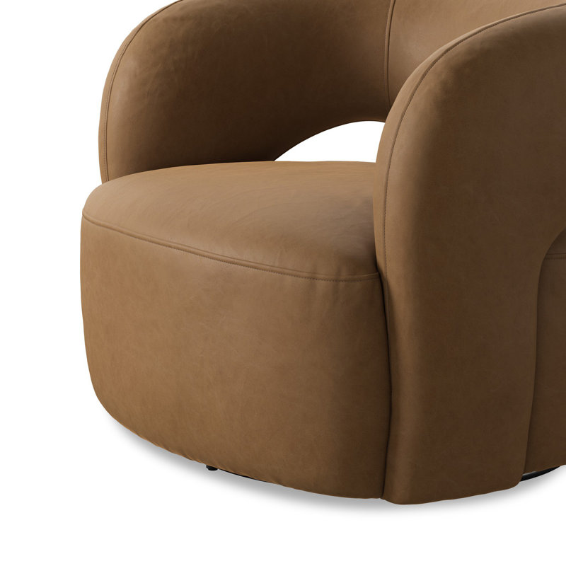 Novella Swivel Chair-Monte Olive, Maestro Camel Top Grain Leather