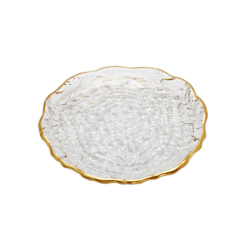 Gold-Tone Glass Dessert Plates, Set of 4, 6.5 Inch