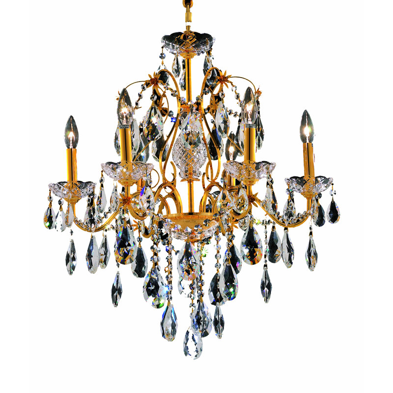 Lustre classique / traditionnel à 6 lumières de style bougie Dagmar, Or, Coupe royale