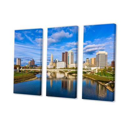 «Columbus Ohio Skyline» sur toile, reproduction de 3 pièces