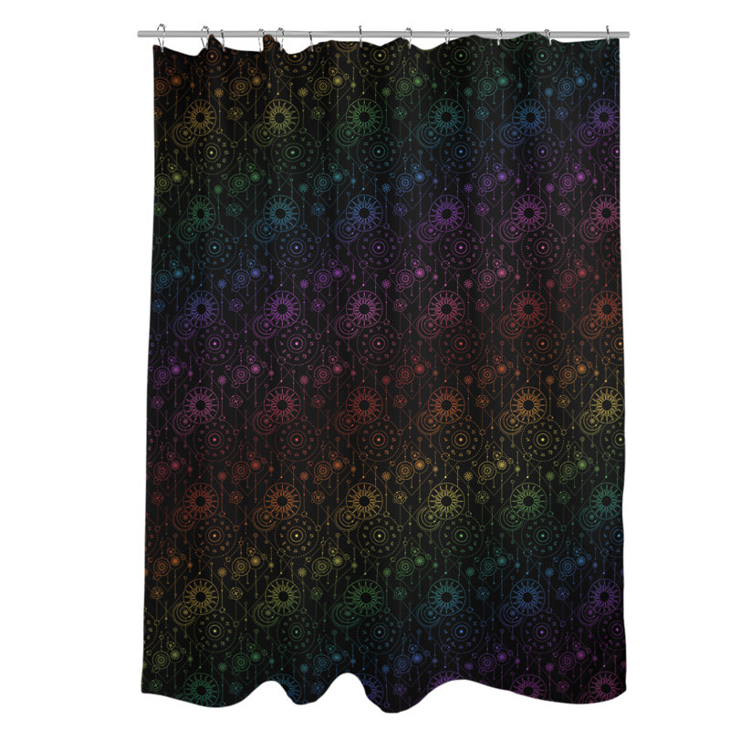 Rideau de douche simple astrologie, Rouge / Vert / Noir