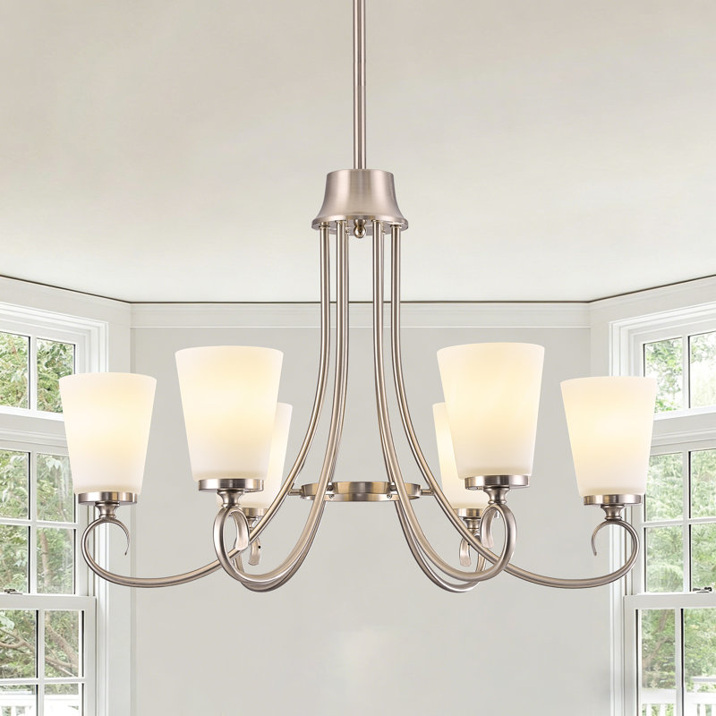 6 Light Dimmable Classic / Traditional Chandelier, Brushed Nickel