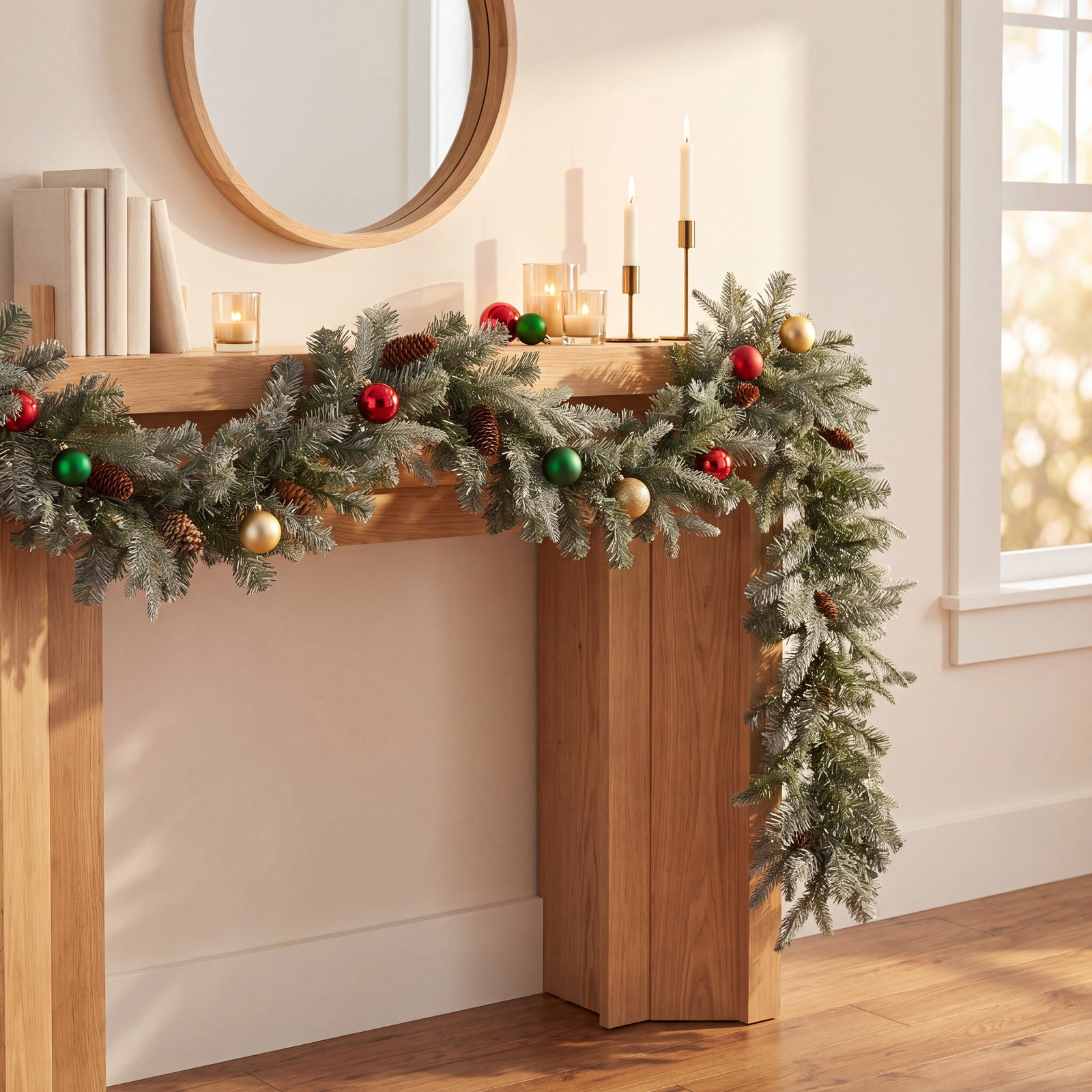 108" Frosted Pre-Lit Christmas Garland