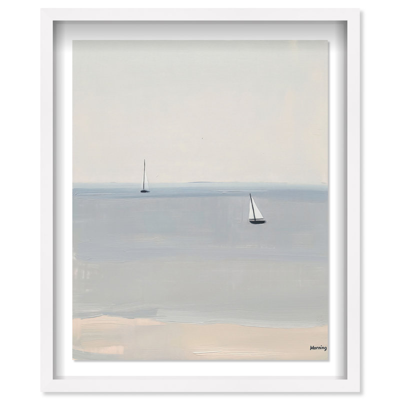 A minimalist oil pain II Shadowbox Nautical & Beach Print by Oliver Gal, Black Frame, 16 x 20, 21.5"H x 17.5"W, White Frame