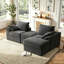 Causeuse modulaire en velours côtelé de 71 po avec rangement sous le siège et repose-pieds, canapé modulaire à assise profonde-1693423560