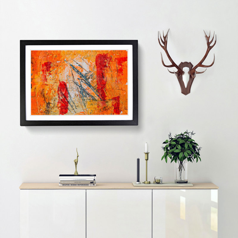 Abstract Art Painting Vol.297 by S.Johnson - Framed Print, 27cm H x 36cm W x 2cm D, Black Framed