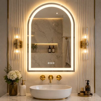 Miroir de salle de bain à DEL avec miroir de salle de bain en verre trempé