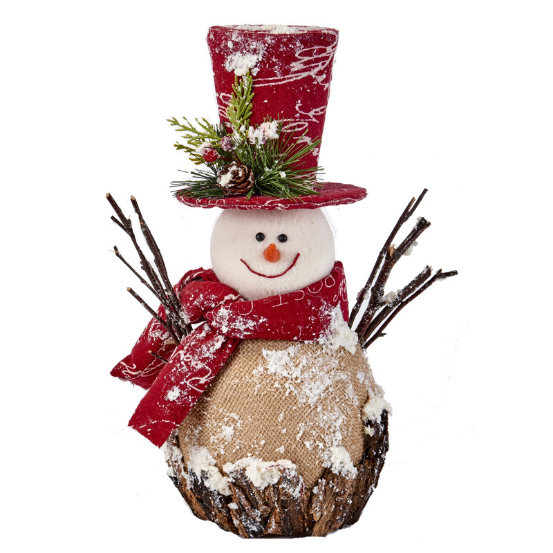 Bonhomme de neige un en polystyrène glacé en toile jute