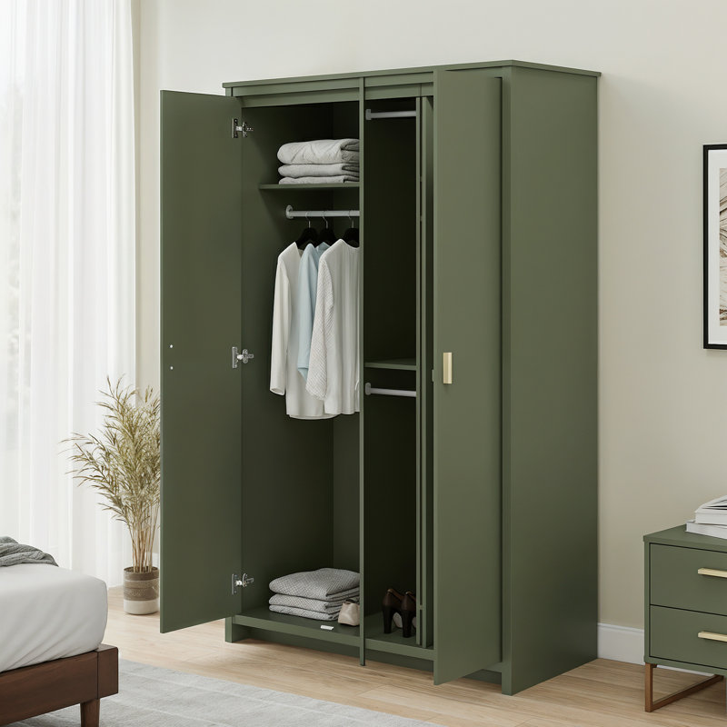 Bonnie 3 Door Wardrobe with Mirror, Kale Green