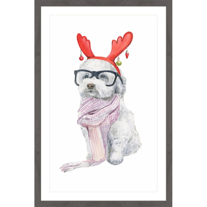 Chien Savant - Single Picture Frame Painting, 46 cm H x 30 cm W x 3.81 cm D
