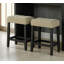 Ensemble de table de salle à manger bicolore à 2 tons avec 2 tabourets et coussin de siège capitonné beige