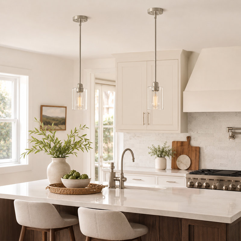 Single Pendant with Cylinder Glass Shade