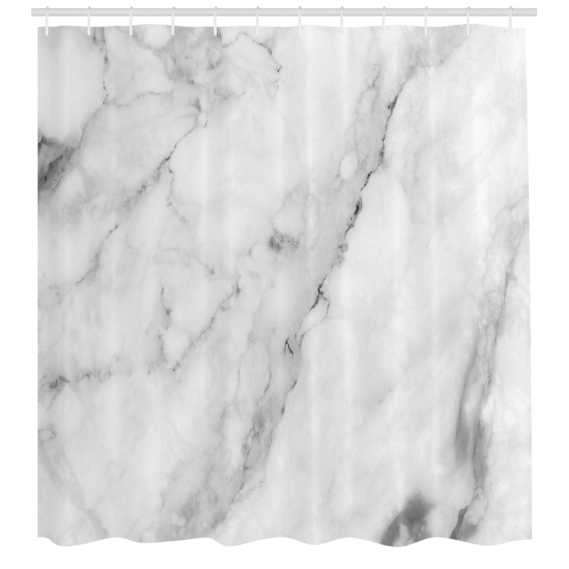 Mixed Shower Curtain with Hooks Included, 84" H x 69" W, White Abstract 2
