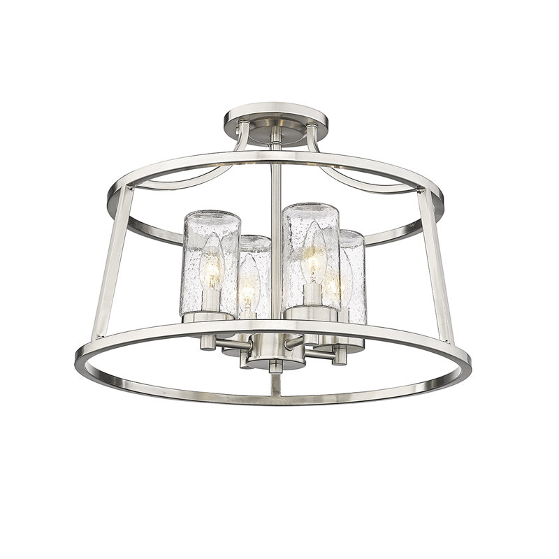 Plafonnier semi-encastré 4 lumières Errol Nickel brossé, Brushed Nickel