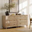 Ensemble de chambre à coucher 3 pièces - Comprend une commode 5 tiroirs Mid Century, un ensemble de 2 tables de chevet avec 3 tiroirs, une commode 3 pièces et une table de chevet-1785505055