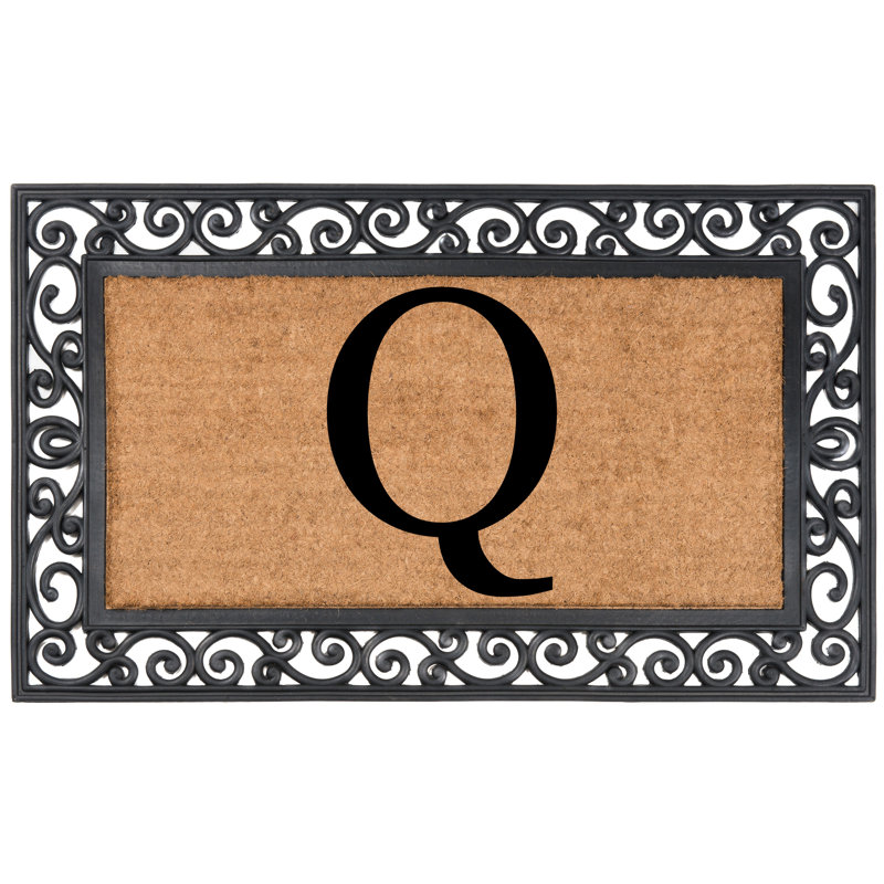 Tapis de porte d'extérieur antidérapant 36 po x 24 po Arijit, Q