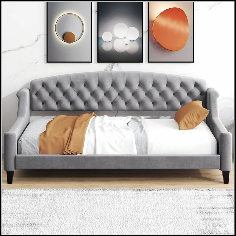 Lit de jour moderne à boutons capitonnés de luxe avec un design élégant et une fabrication robuste pour le confort et le style