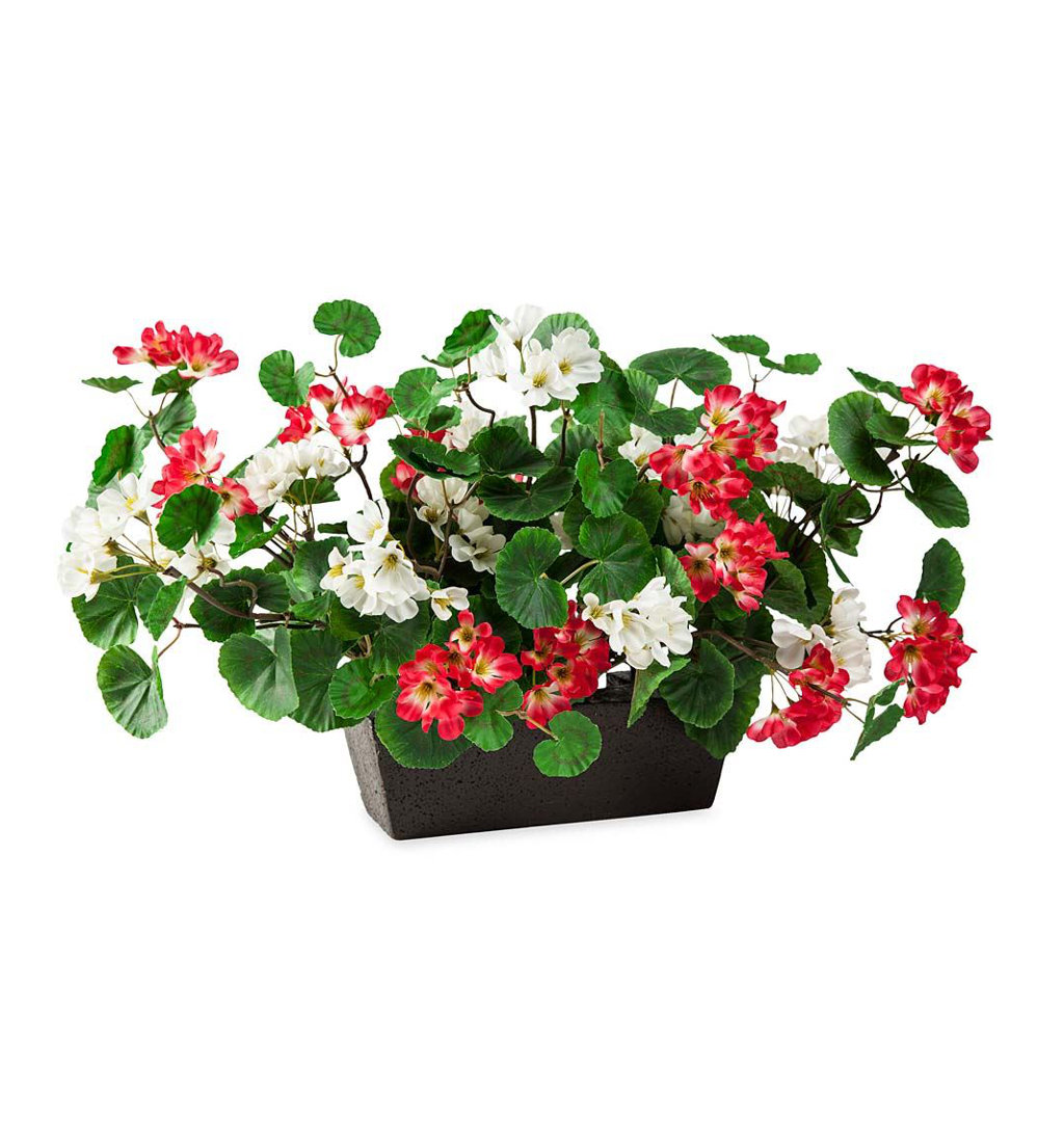 14'' Faux Flowering Plant in Foam Planter Plow & Hearth