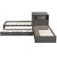 Lit plateforme en L simple avec lit gigogne, armoires de rangement, bureau et éclairage à DEL - Lit d'angle peu encombrant, gris-91273575