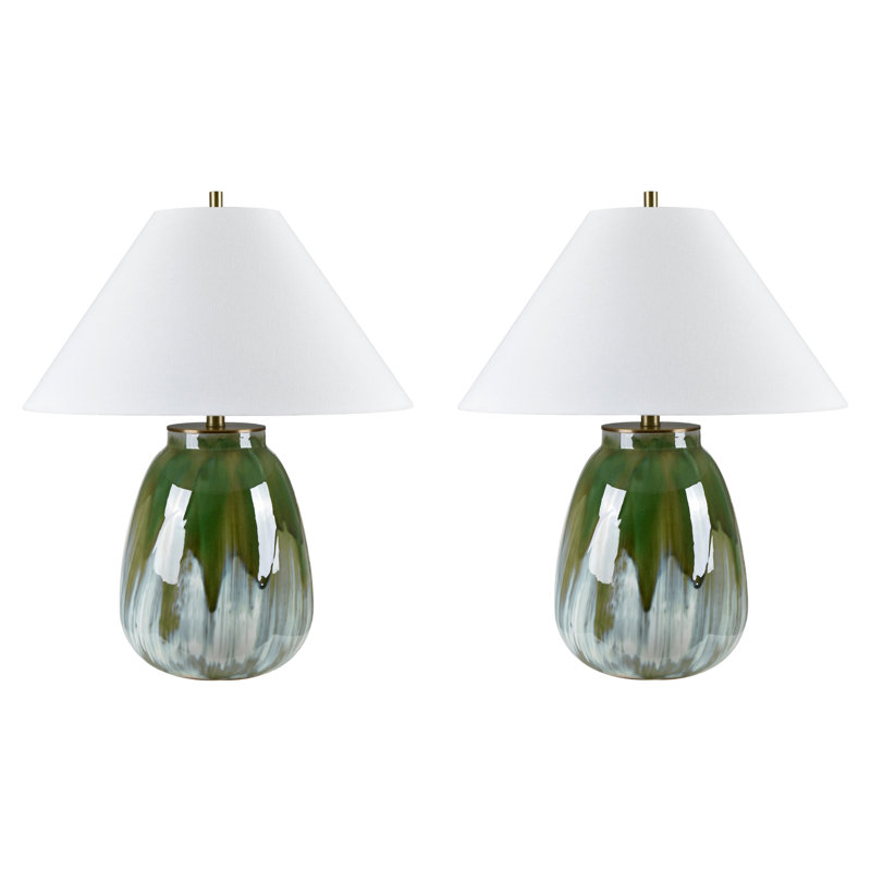 25" Ceramic Table Lamp With White Shade