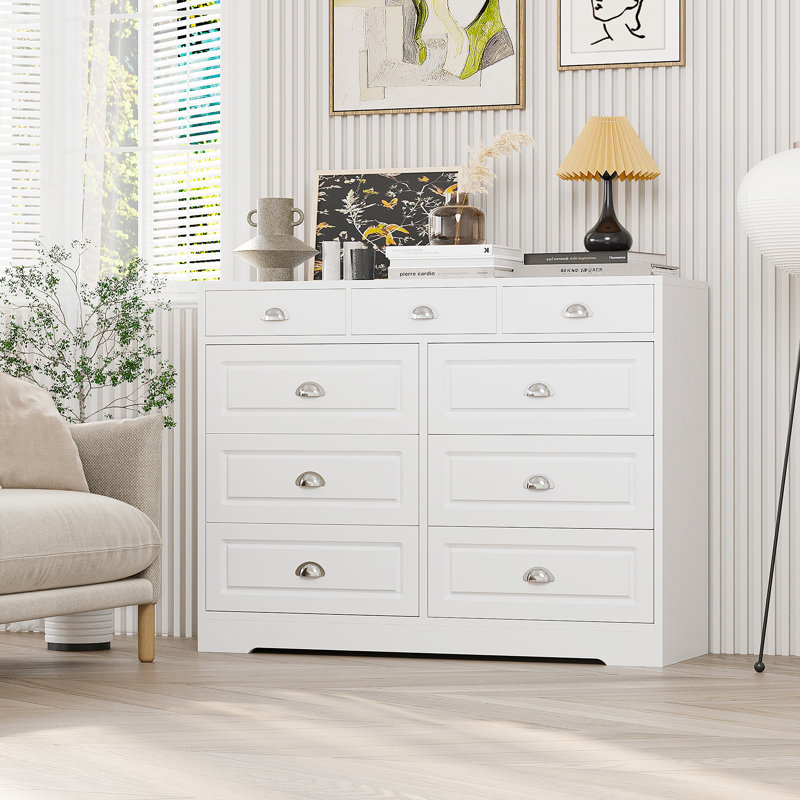Atsuhisa 46.7" W 9 Drawer Bedroom Dresser, White