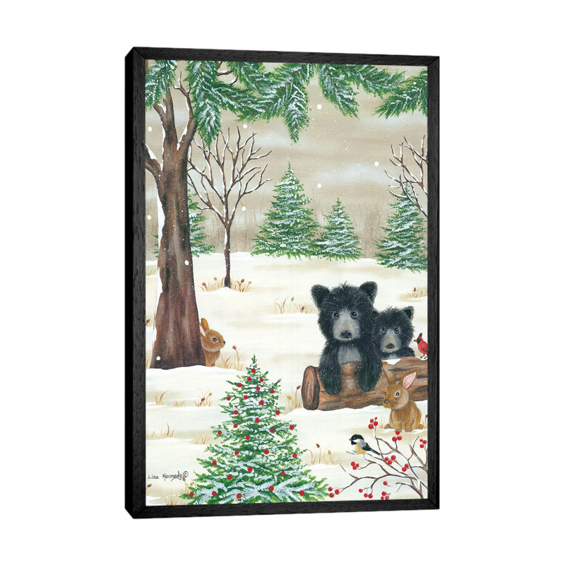 Bears And Bunnies by Lisa Kennedy - Painting on Canvas, Black Floater Framed, 101.6cm H x 66.04cm W x 3.81cm D