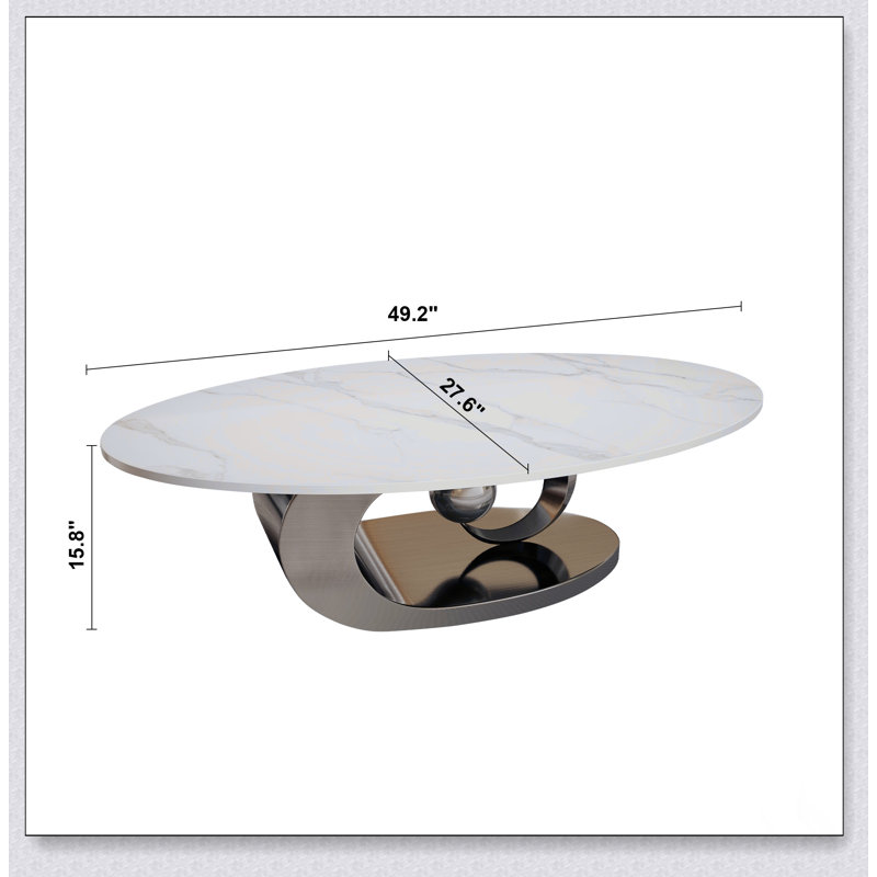 Table basse luxueuse en marbre avec base artistique en acier inoxydable, parfaite pour les espaces de vie modernes et élégants.