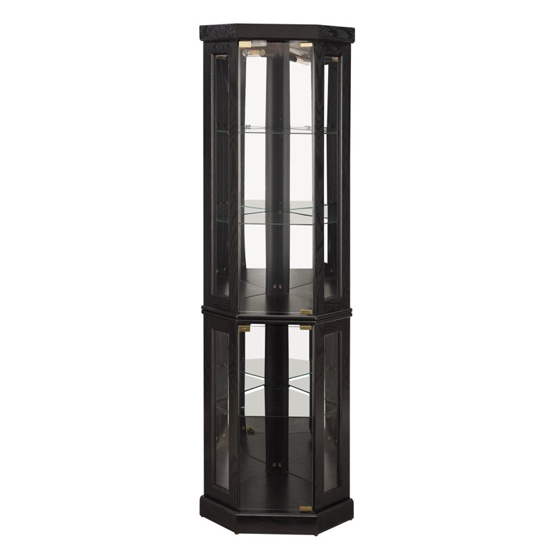 69.84" H Elegant Corner Storage Curio Cabinet With Built-In Lighting, Black