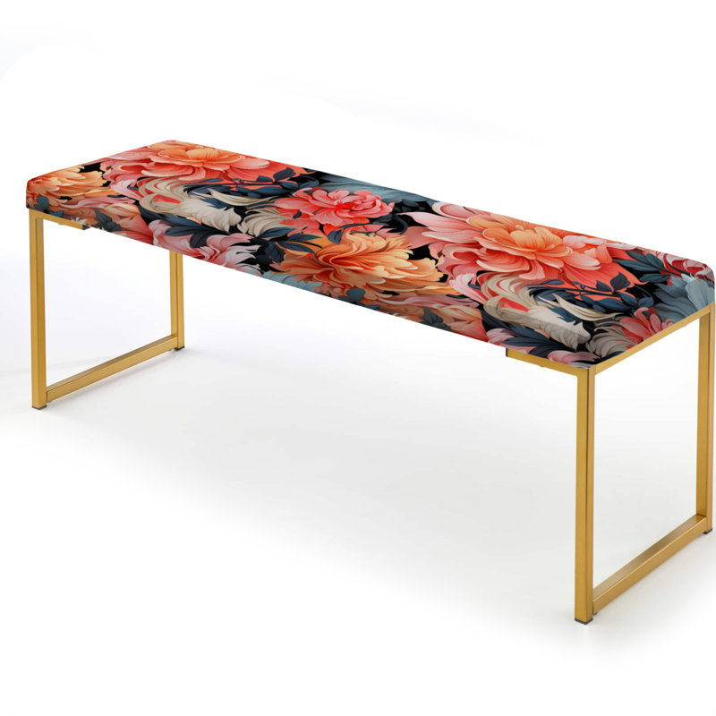 Banc floral rembourré or, Pink Rebel Soul Floral Pattern