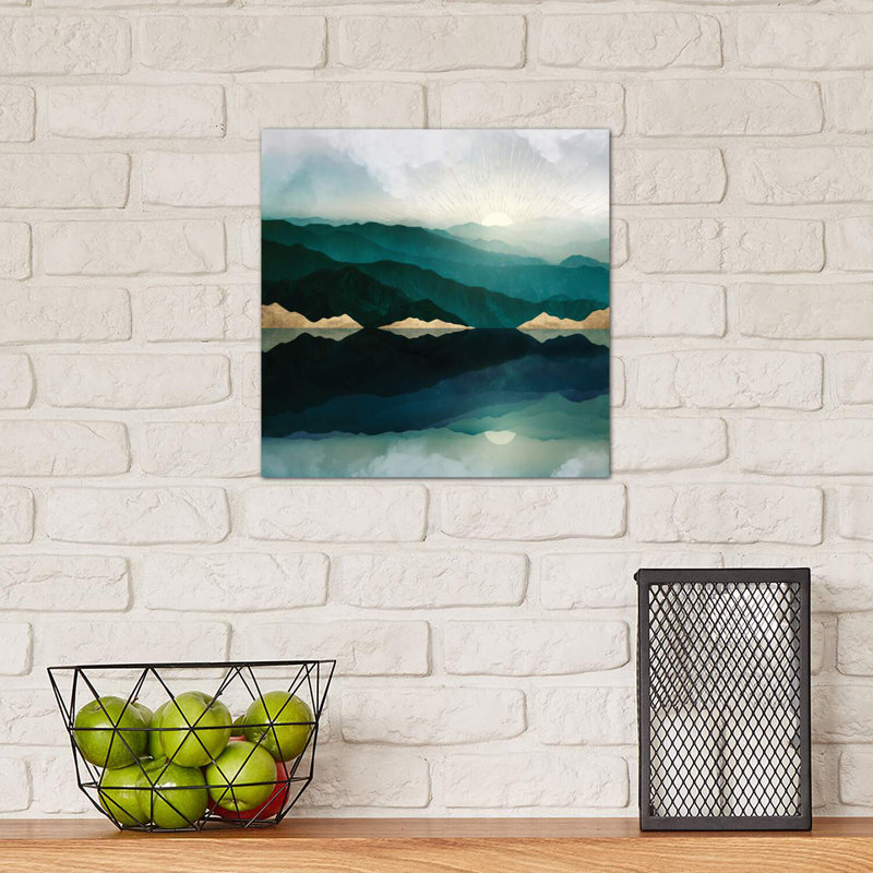 Waters Edge Reflection - Imprimé, H 12 po x l 12 po x P 1,5 po, Toile avec cadre noir