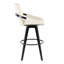 Tabouret de bar à hauteur fixe avec pivot en bois noir et similicuir avec repose-pieds rond en métal noir - ensemble de 2