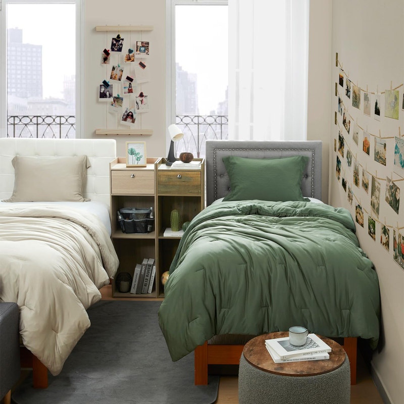 Twin Green Microfiber Down Alternative Comforter Set