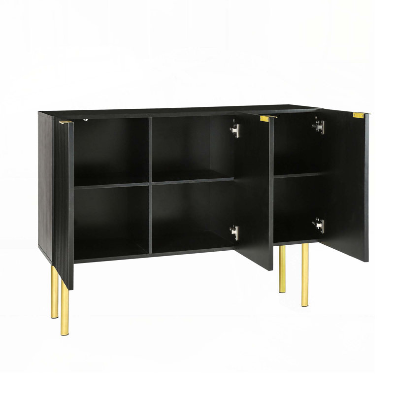 Storage Console Table with Adjustable Shelves, Black