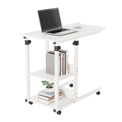 Aarah Mobile Rolling Laptop Side Table with Storage