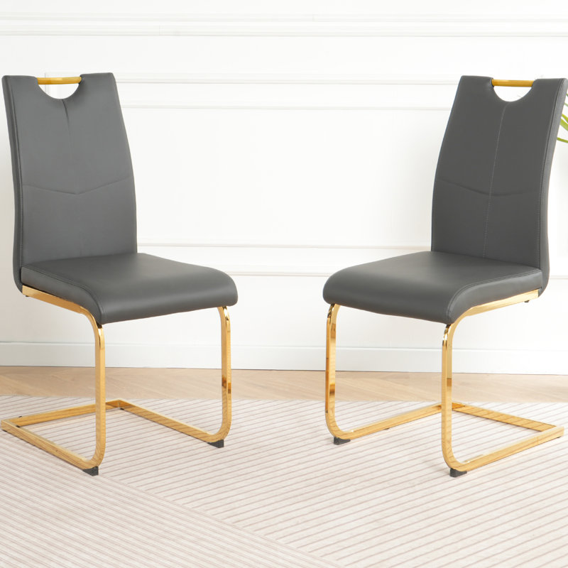 Chaise de salon en charbon de bois (2). Or - pieds en métal. Ergonomique pour améliorer la posture. Siège éponge épais. Imperméable, élégant et moderne de 2. Cadre. Stress. Style sophistiqué