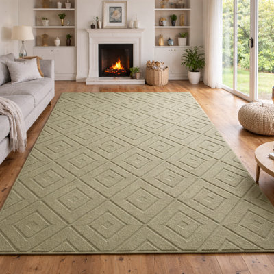 Geometric Shapes Machine Tufted Shag Area Rug